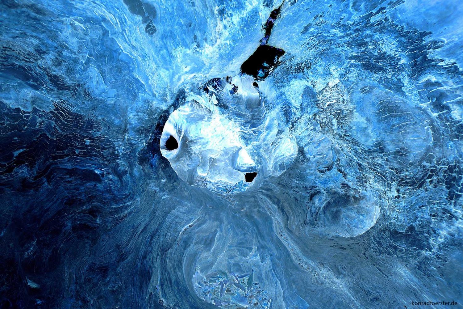 It looks like a pufferfish for me in a frosty blue ocean or sea.